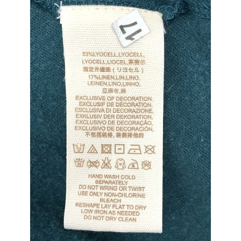Free People Mix It Up Tunic Dress Balloon Sleeve Teal Blue Green Size S BNWT